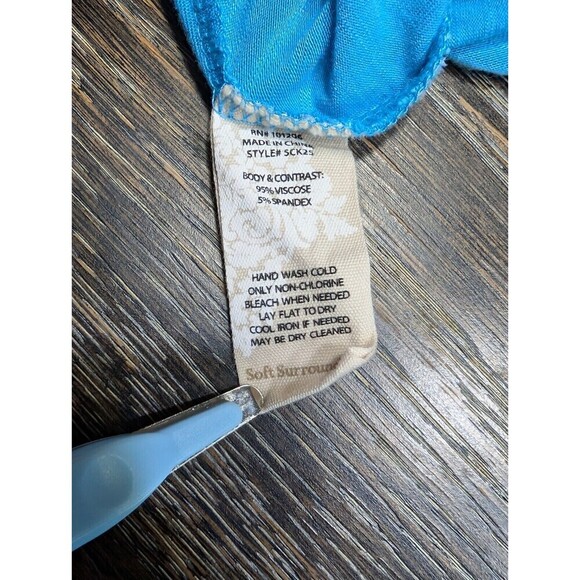 Soft Surroundings Shirt Sz L Blue Jersey Knit Ruffle Trim Button Tunic 169 - Picture 4 of 4